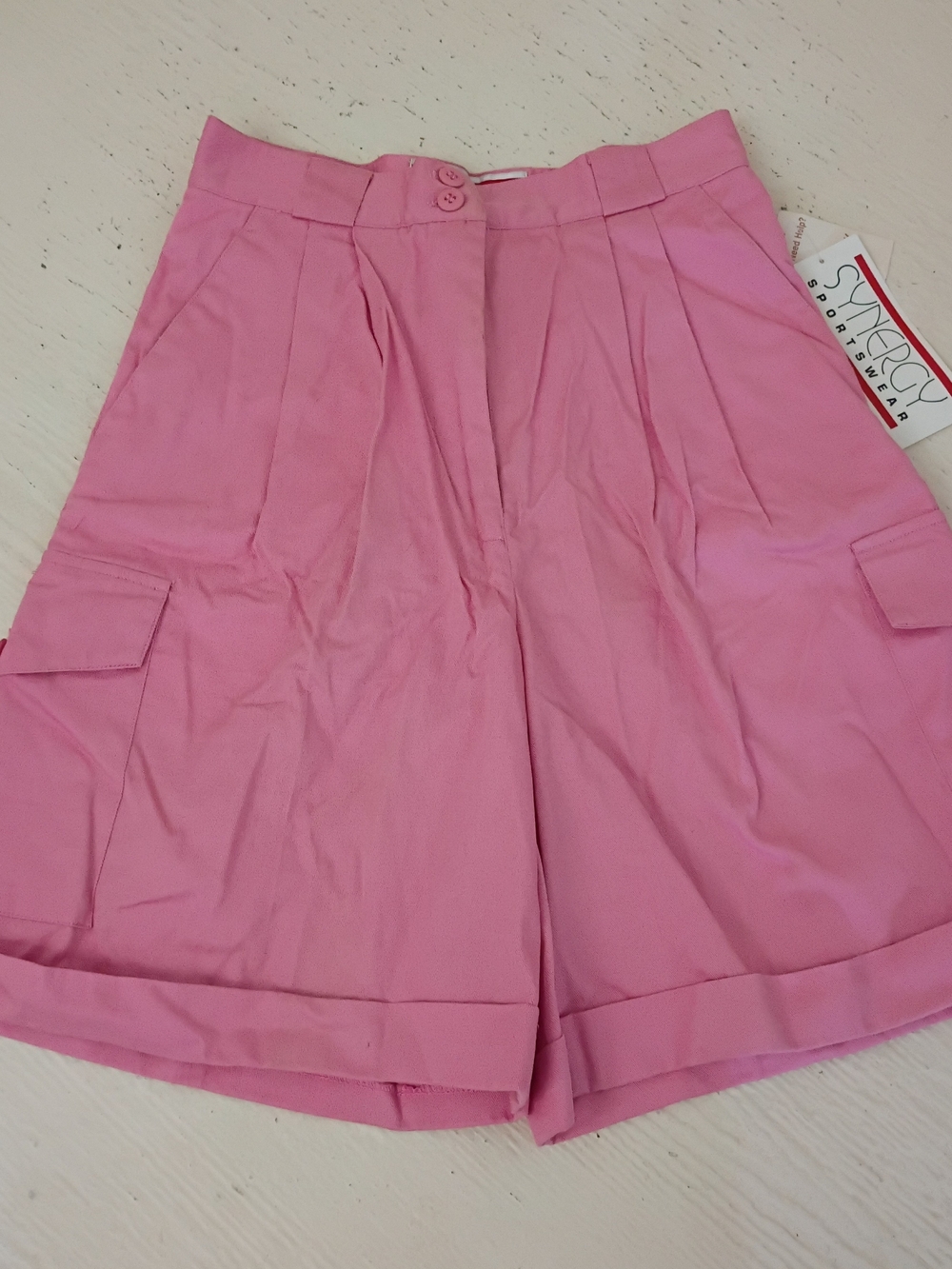Synergy Pink High-Waist Vintage Cargo Shorts for Women NWT